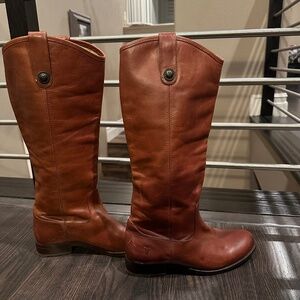 FRYE MELISSA TALL BOOT SZ 6 TAN EXCELLENT CONDITION